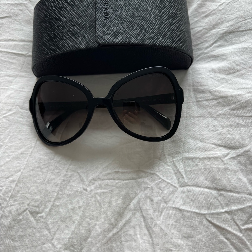 Prada Vintage Silver Logo Oversized Oval Black Mask Sunglasses - Picture 4 of 12